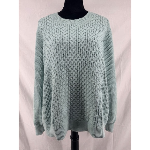Time and Tru Sweaters - Time and Tru Womens XXXL 22 Light‎ Blue Textured Cable Knit Crew Neck Sweater